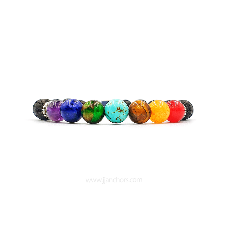 The 7 Chakra Bracelet with Lava Stone