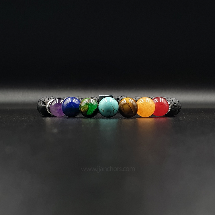 The 7 Chakra Bracelet with Lava Stone