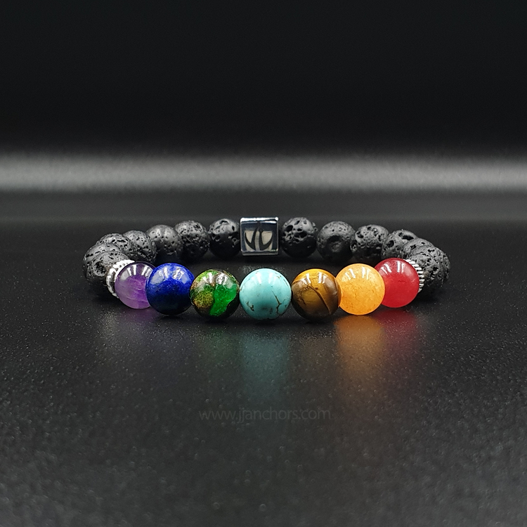 The 7 Chakra Bracelet with Lava Stone