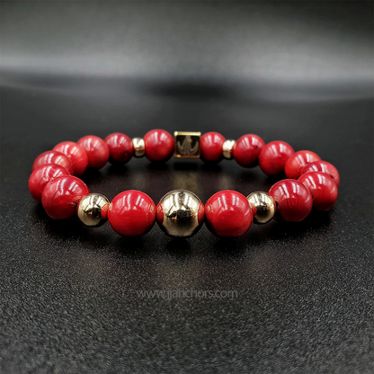 Armantine - Red Corals with five 14K Golds