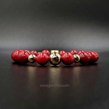 Armantine - Red Corals with five 14K Golds