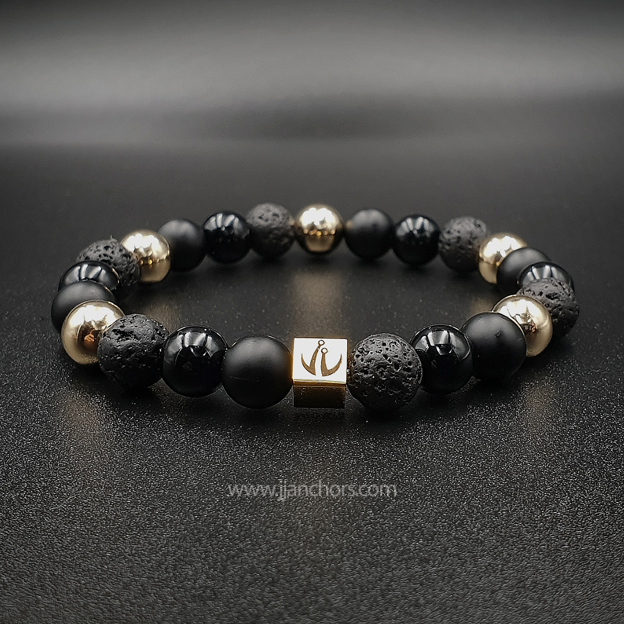 Belenus - 12K Gold | Onyx | Lava Stone
