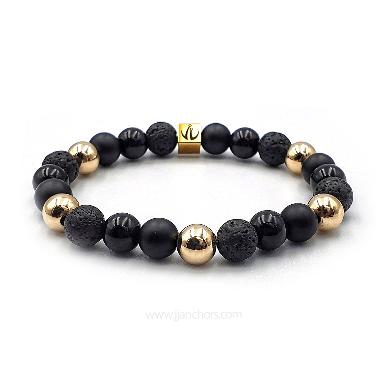 Belenus - 12K Gold | Onyx | Lava Stone
