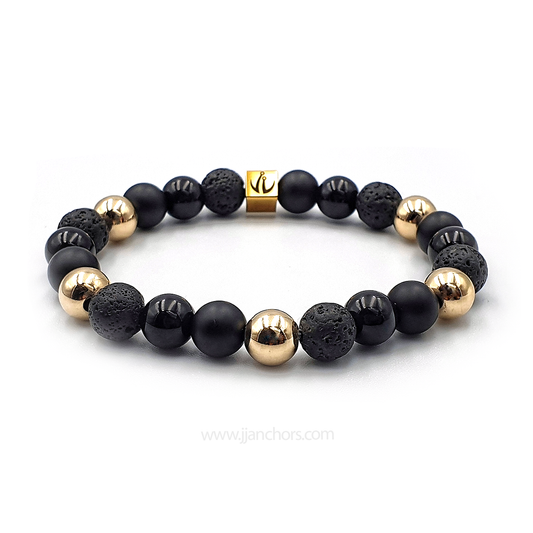 Belenus - 12K Gold | Onyx | Lava Stone