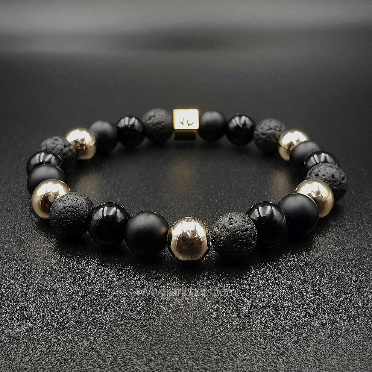 Belenus - 12K Gold | Onyx | Lava Stone