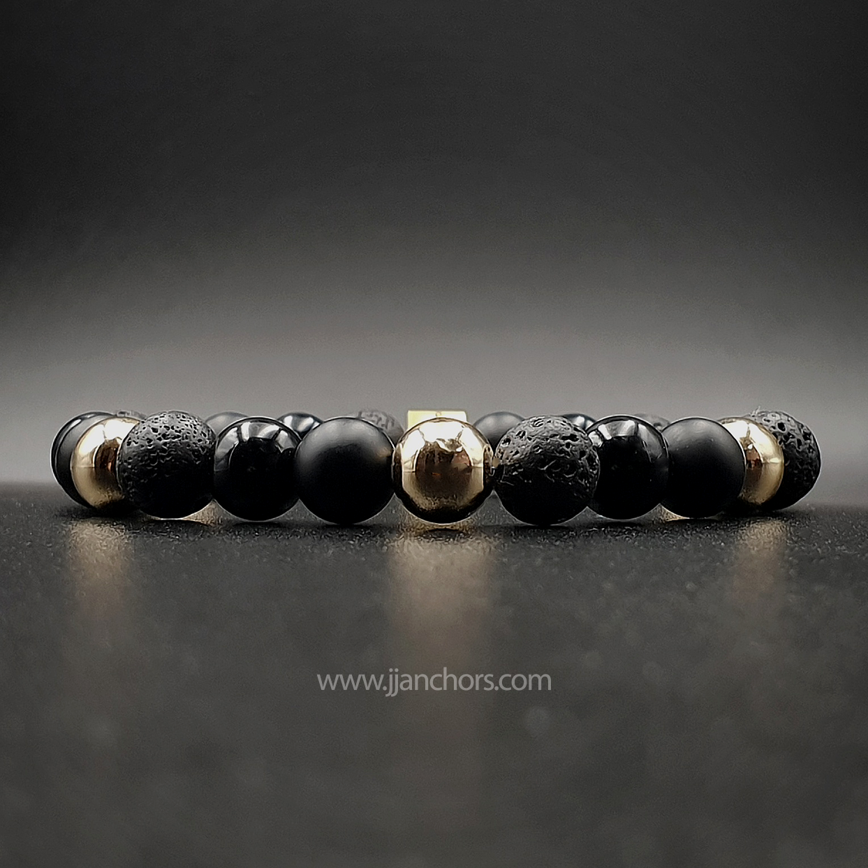 Belenus - 12K Gold | Onyx | Lava Stone