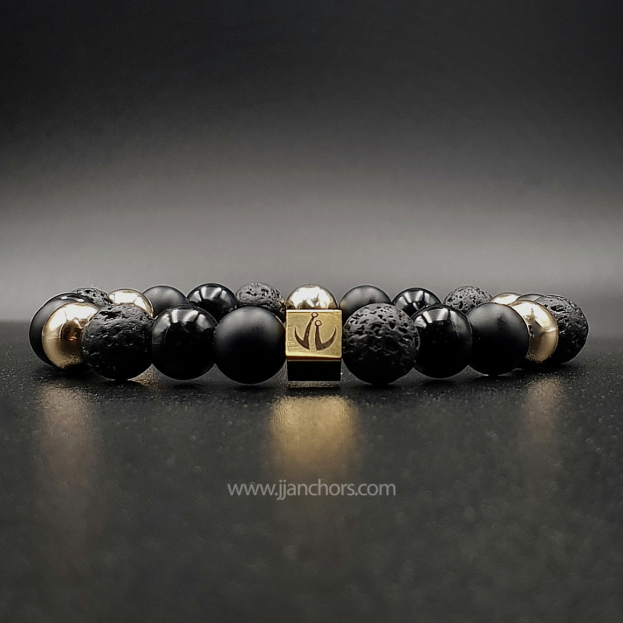 Belenus - 12K Gold | Onyx | Lava Stone