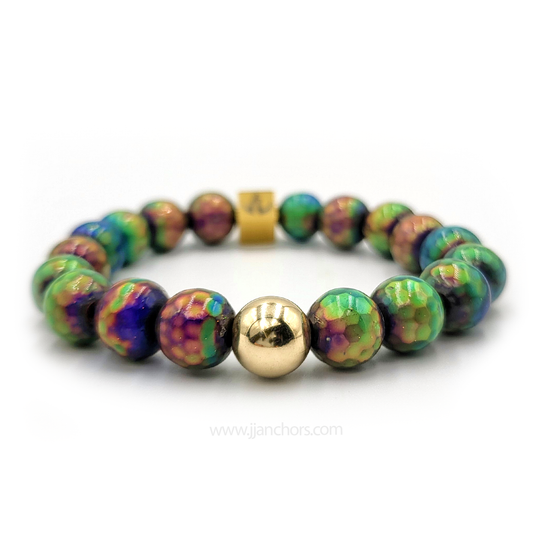 Rare Mood Color-Changing Chinese Rainbow Hematite with 12K Gold