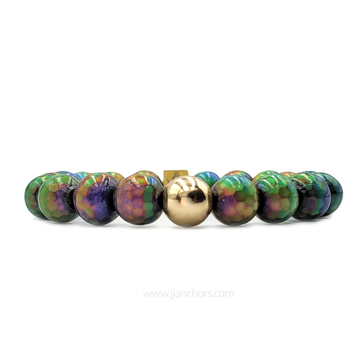 Rare Mood Color-Changing Chinese Rainbow Hematite with 12K Gold