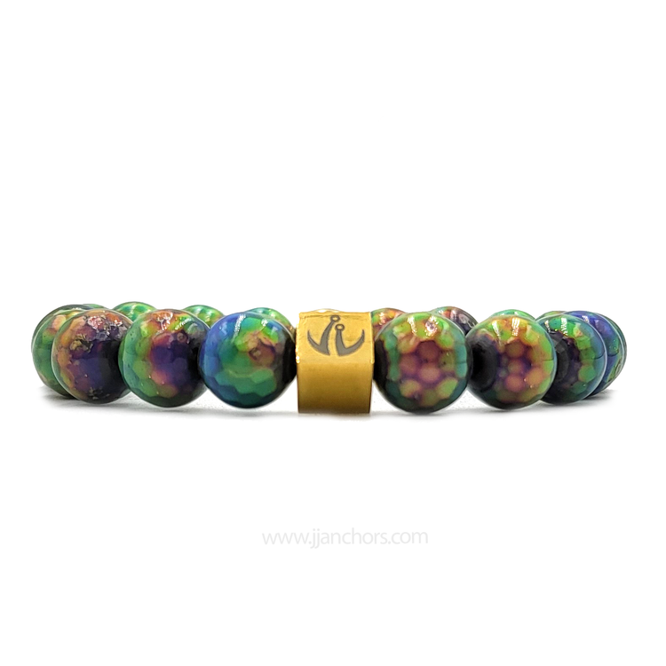 Rare Mood Color-Changing Chinese Rainbow Hematite with 12K Gold