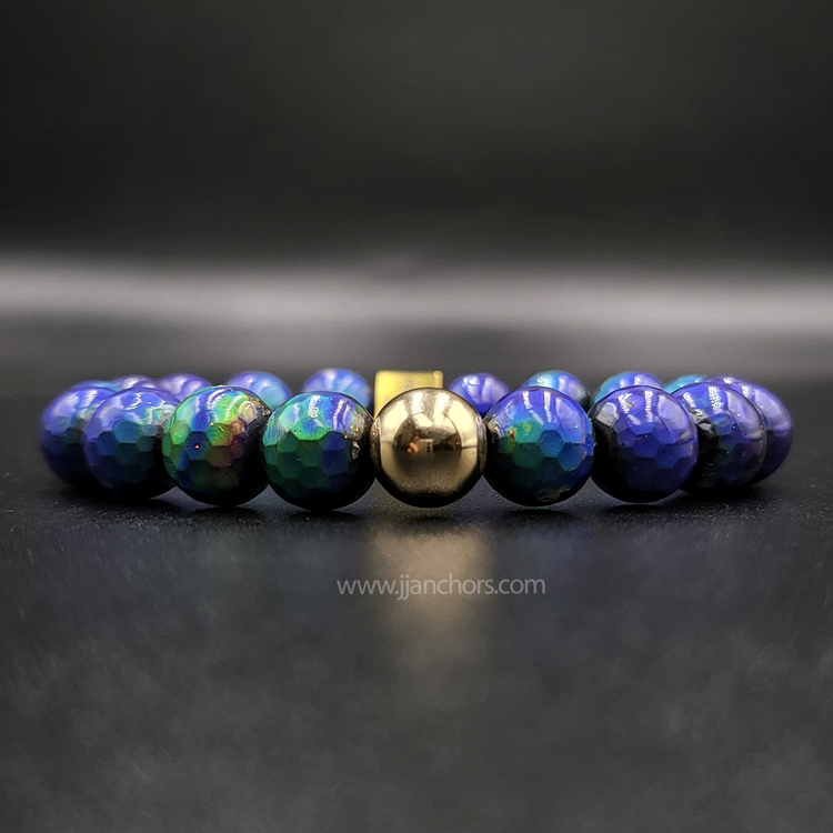 Rare Mood Color-Changing Chinese Rainbow Hematite with 12K Gold