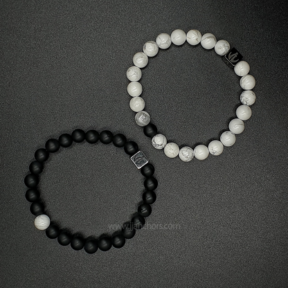 Distance Bracelet - Howlite | Matte Black Onyx