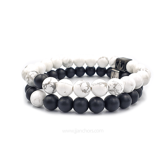 Distance Bracelet - Howlite | Matte Black Onyx