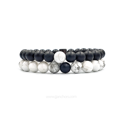 Distance Bracelet - Howlite | Matte Black Onyx