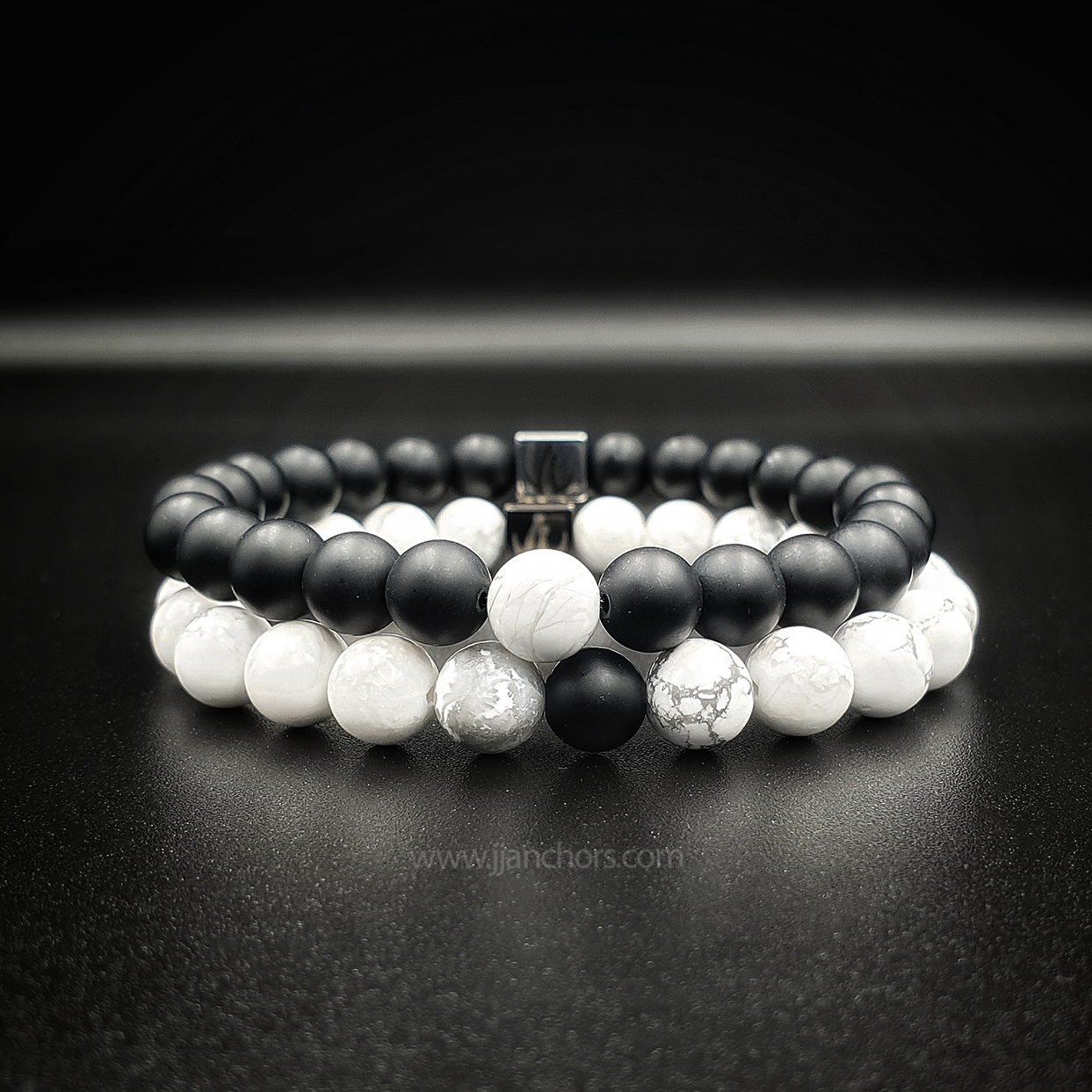 Distance Bracelet - Howlite | Matte Black Onyx