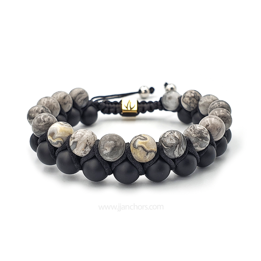 Greg - Shamballa Map Jasper | Matte Black Onyx