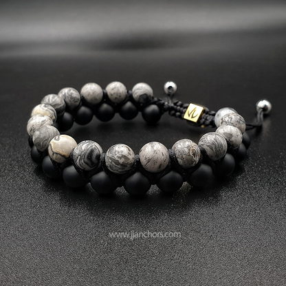 Greg - Shamballa Map Jasper | Matte Black Onyx