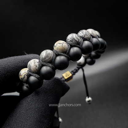 Greg - Shamballa Map Jasper | Matte Black Onyx