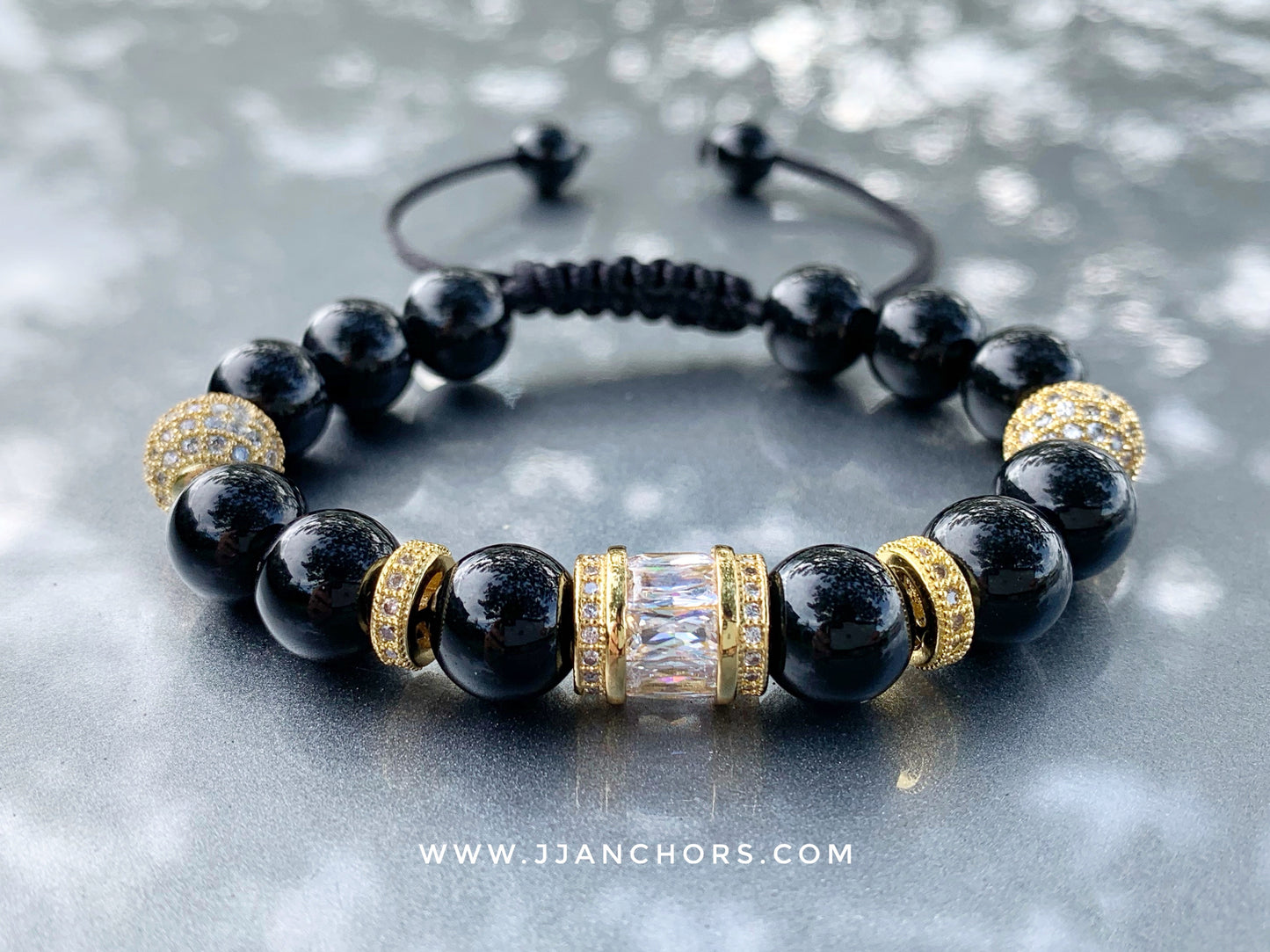 Alesandro - Black Onyx | Gold Stainless Steel | Cubic Zirconia
