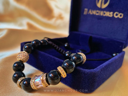 Alesandro - Black Onyx | Gold Stainless Steel | Cubic Zirconia