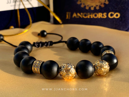Alecco - Matte Black Onyx | Gold Stainless Steel | Cubic Zirconia