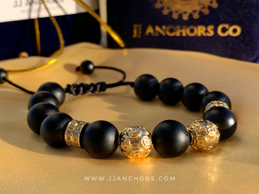 Alecco - Matte Black Onyx | Gold Stainless Steel | Cubic Zirconia