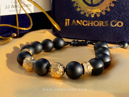 Alecco - Matte Black Onyx | Gold Stainless Steel | Cubic Zirconia
