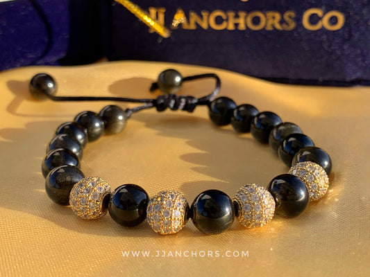 Dylan - Goldsheen Obsidian | Gold Stainless Steel | Cubic Zirconia