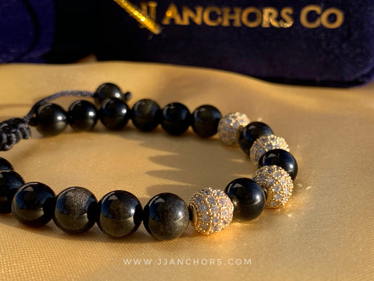 Dylan - Goldsheen Obsidian | Gold Stainless Steel | Cubic Zirconia