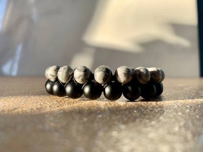 Greg - Shamballa Map Jasper | Matte Black Onyx