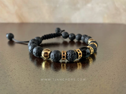 Lucio - Black Onyx | Lava Stone | Cubic Zirconia | 12K Gold