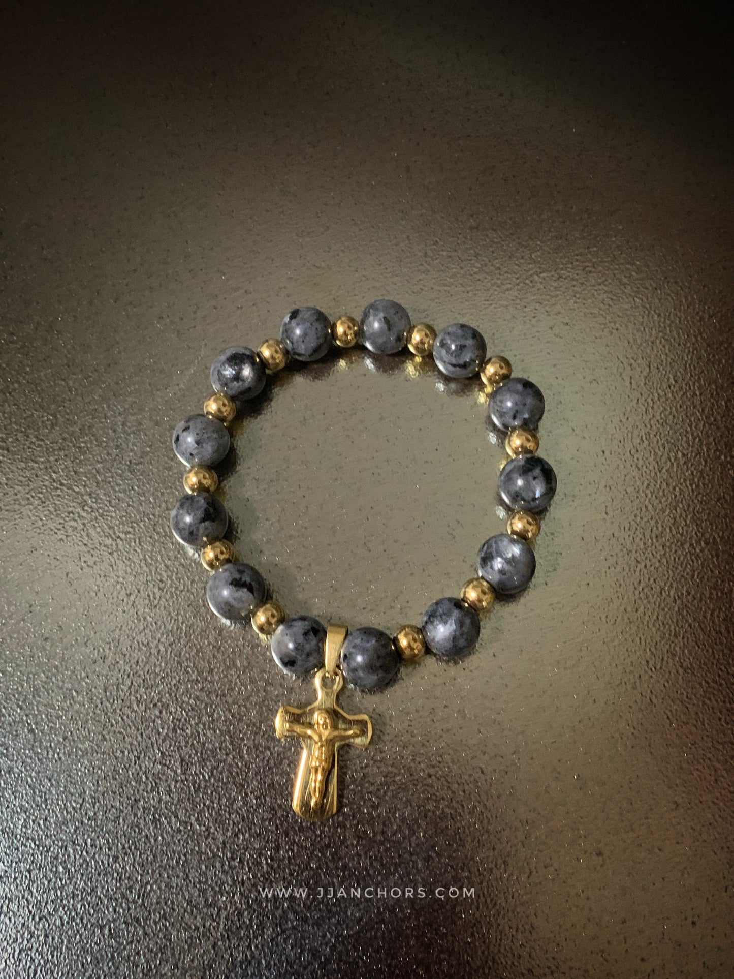 Peter - Larvikite | Gold Stainless Steel