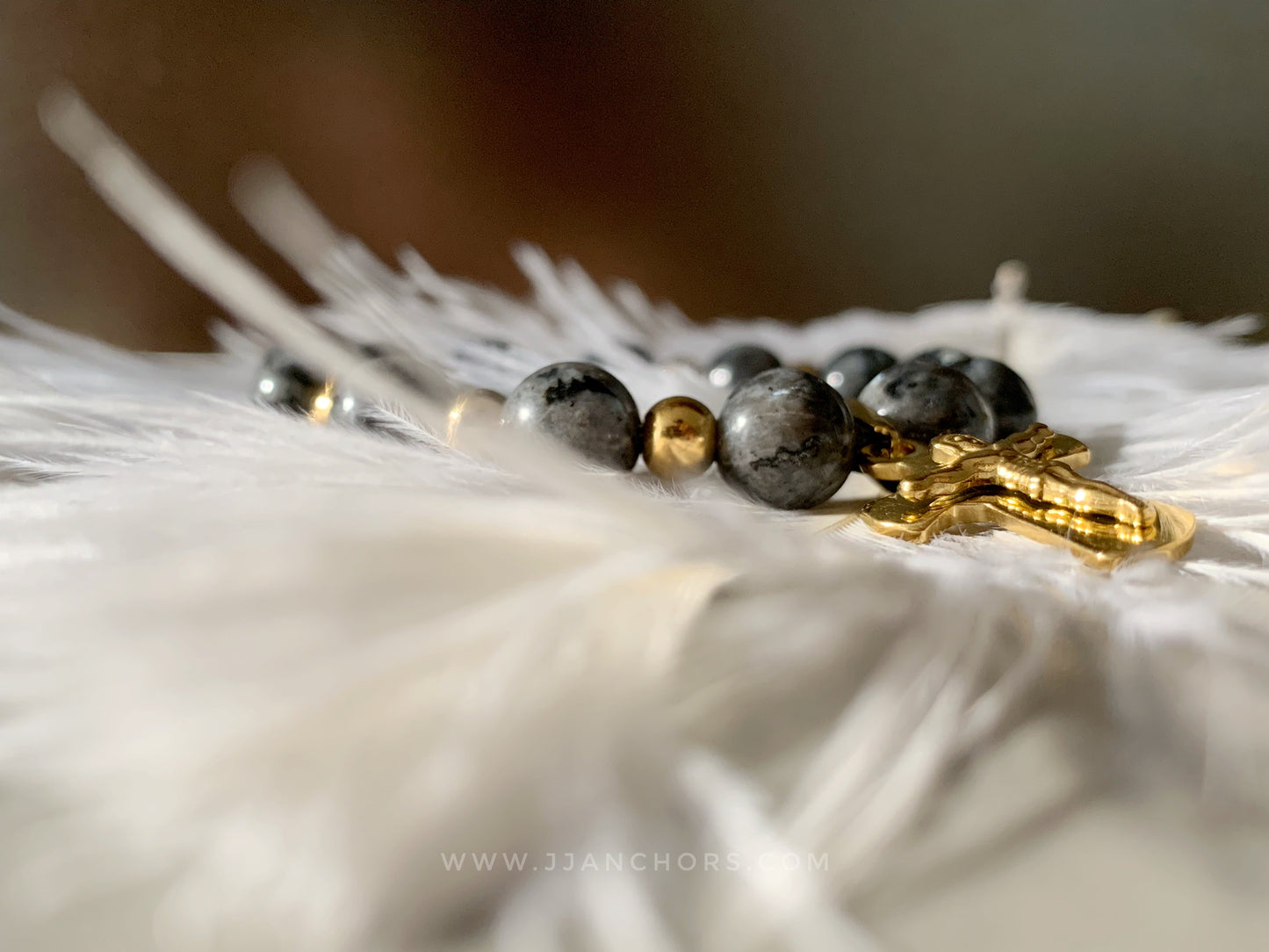 Peter - Larvikite | Gold Stainless Steel