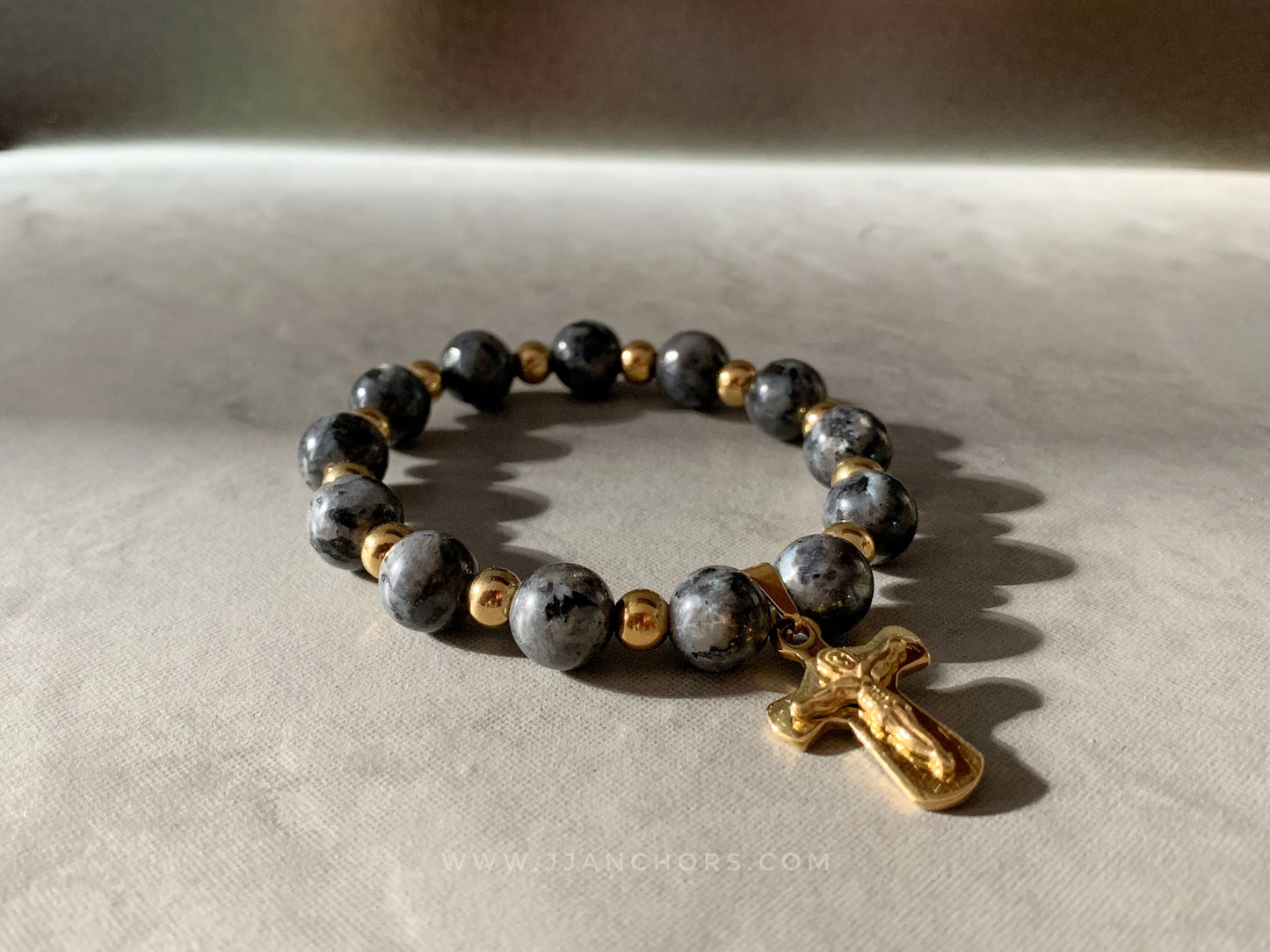 Peter - Larvikite | Gold Stainless Steel