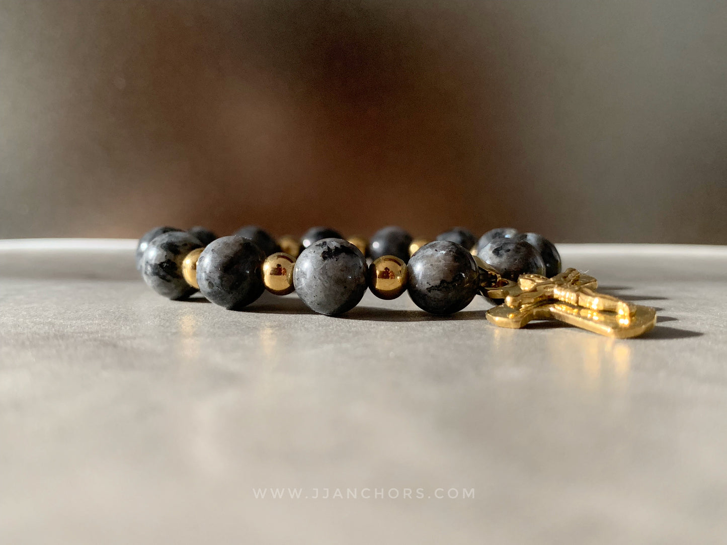 Peter - Larvikite | Gold Stainless Steel