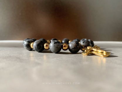 Peter - Larvikite | Gold Stainless Steel