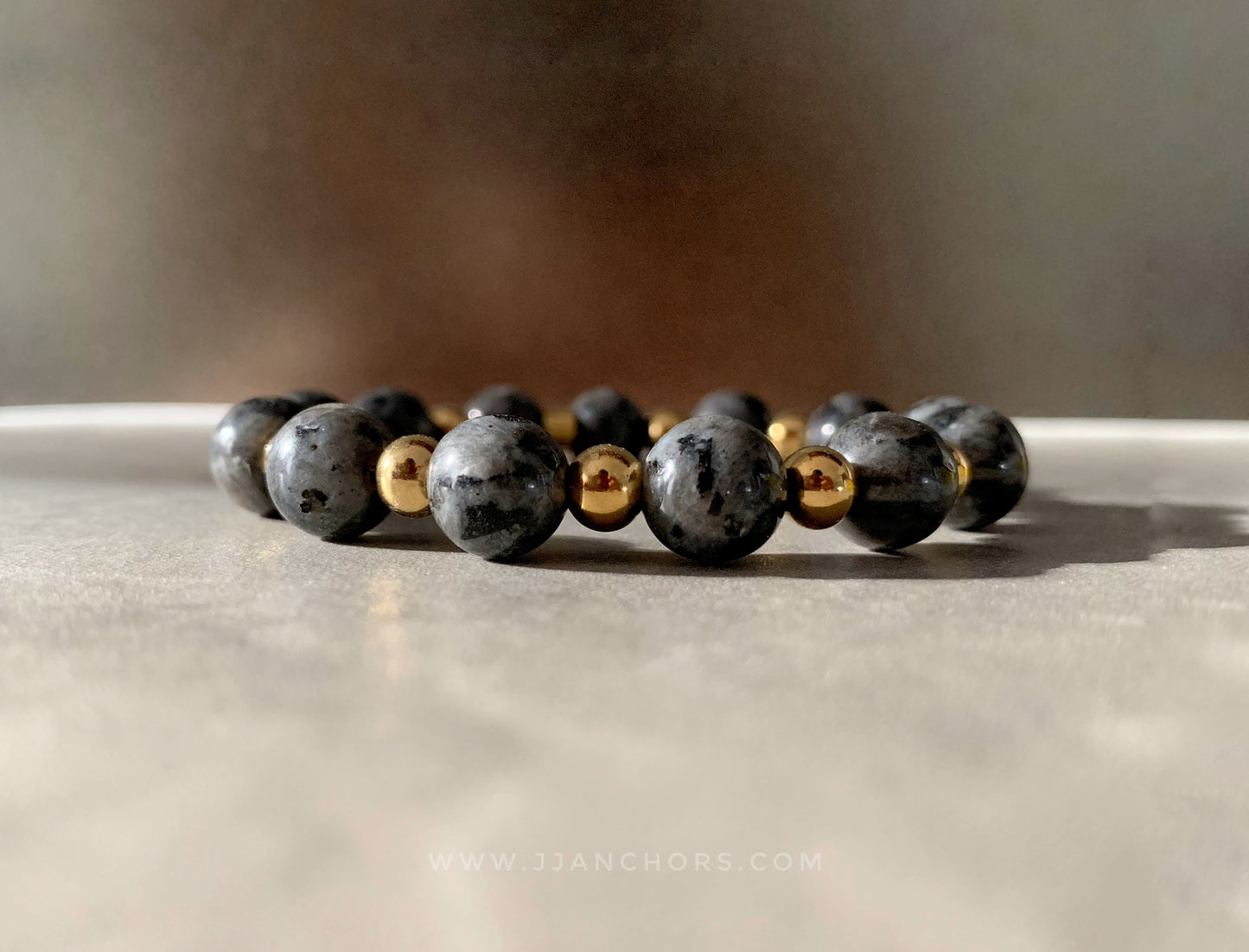 Peter - Larvikite | Gold Stainless Steel