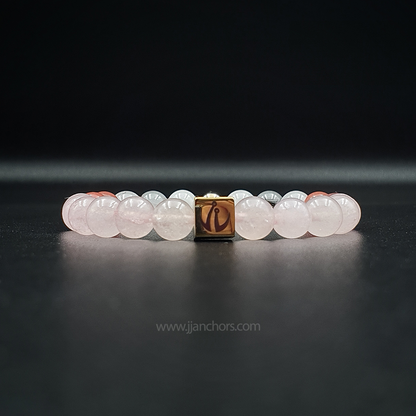 Love Bracelet with 12K Gold, Tourmalinated Quartz and Cherry Quartz