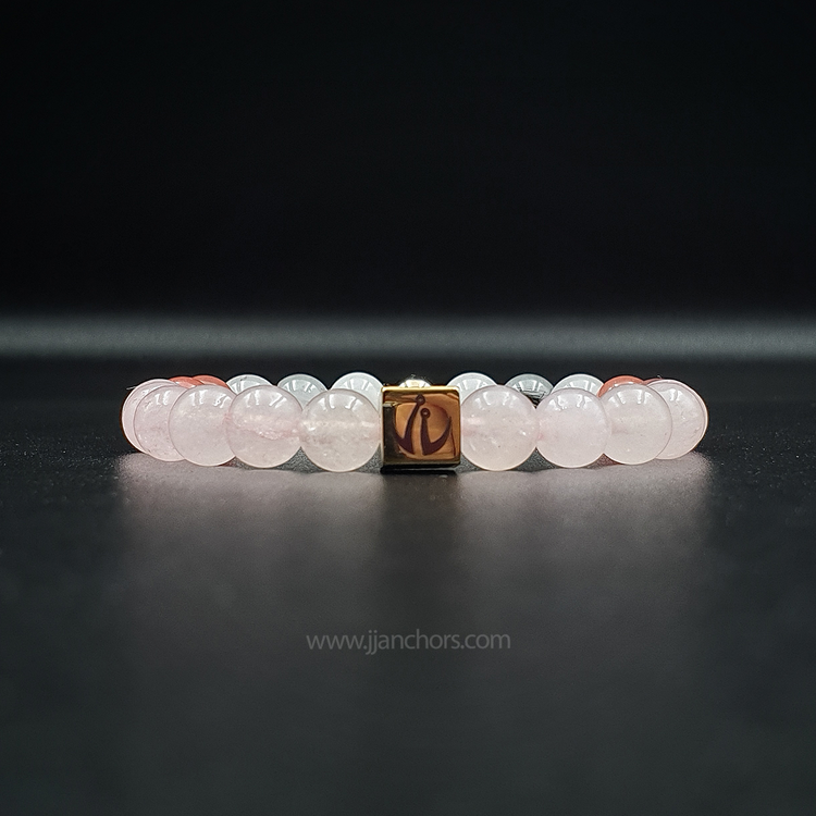 Love Bracelet with 12K Gold, Tourmalinated Quartz and Cherry Quartz