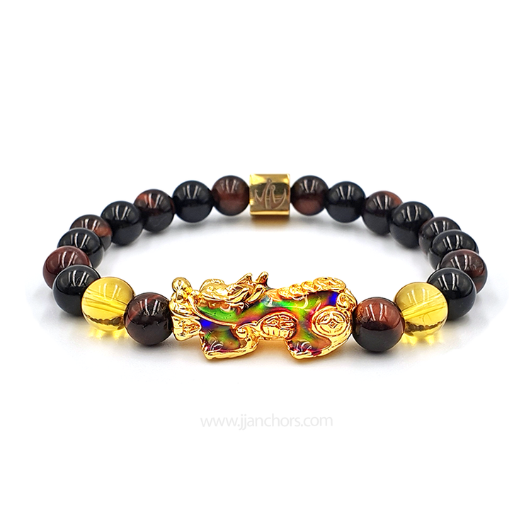 Lucky PiYao with Red Tiger's Eye, Black Onyx and Citrine