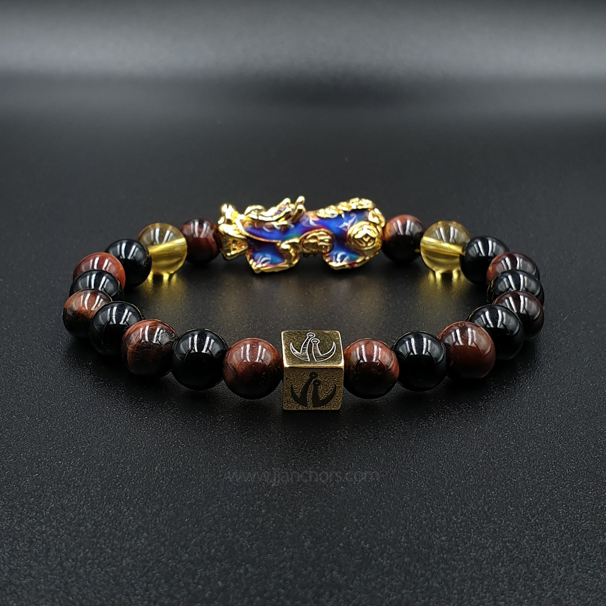 Lucky PiYao with Red Tiger's Eye, Black Onyx and Citrine