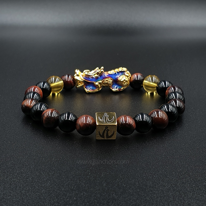 Lucky PiYao with Red Tiger's Eye, Black Onyx and Citrine