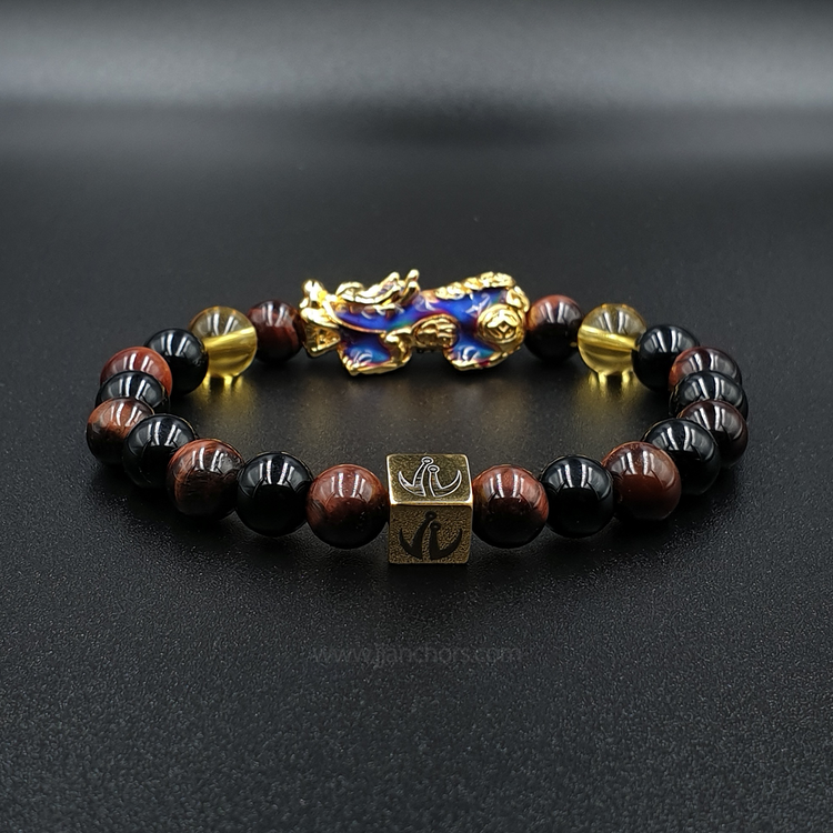Lucky PiYao with Red Tiger's Eye, Black Onyx and Citrine