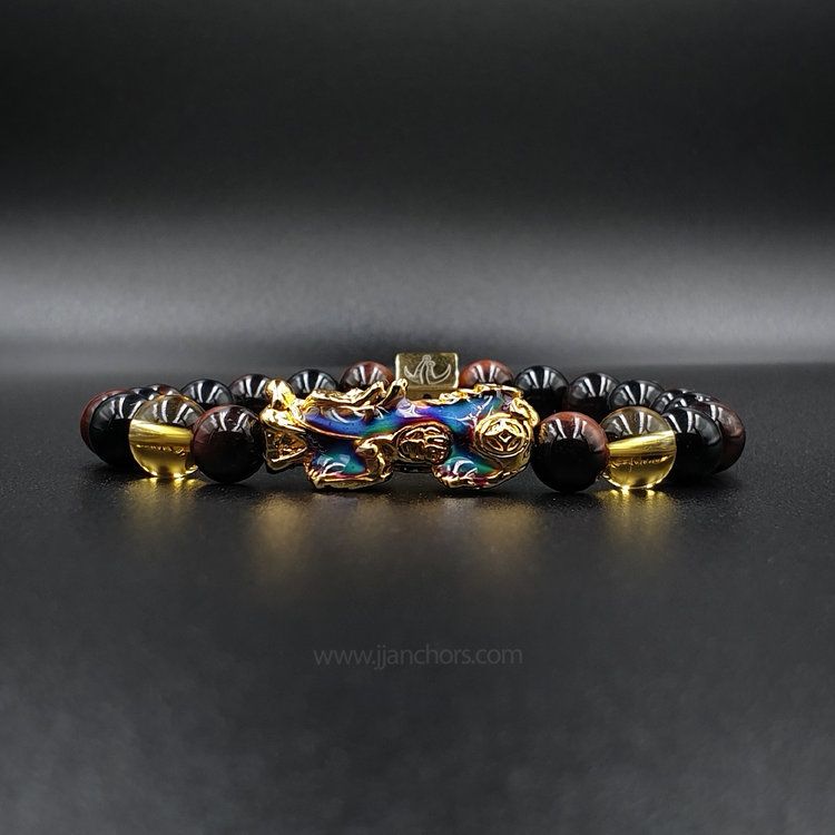 Lucky PiYao with Red Tiger's Eye, Black Onyx and Citrine