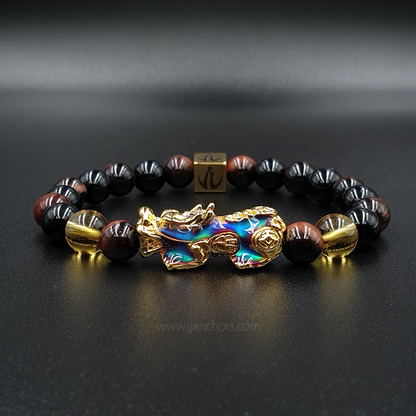 Lucky PiYao with Red Tiger's Eye, Black Onyx and Citrine