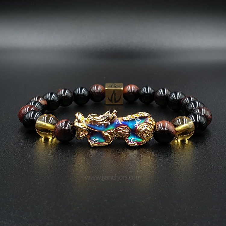 Lucky PiYao with Red Tiger's Eye, Black Onyx and Citrine