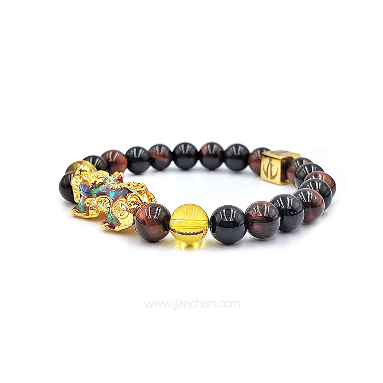 Lucky PiYao with Red Tiger's Eye, Black Onyx and Citrine