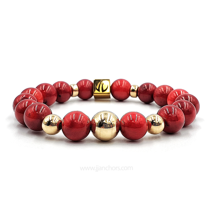 Armantine - Red Corals with five 14K Golds