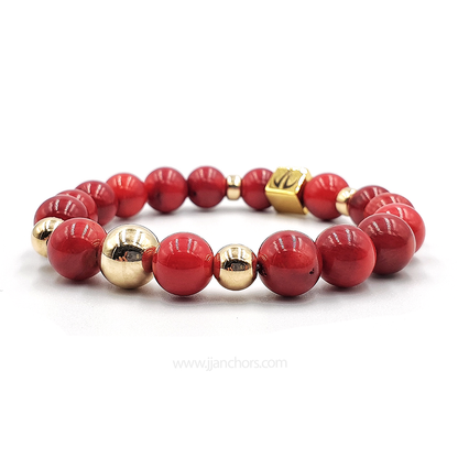 Armantine - Red Corals with five 14K Golds
