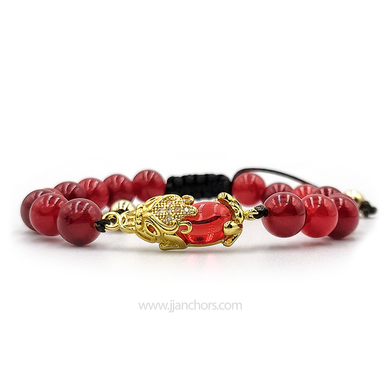 Ruby Money Catcher PiYao Bracelet with 12K Gold, Red Corals and Rubellite